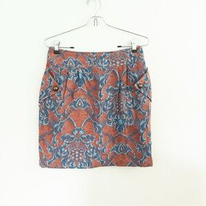 Tulle Anthropologie Tapestry Brocade Mini Skirt Size Small Orange Blue